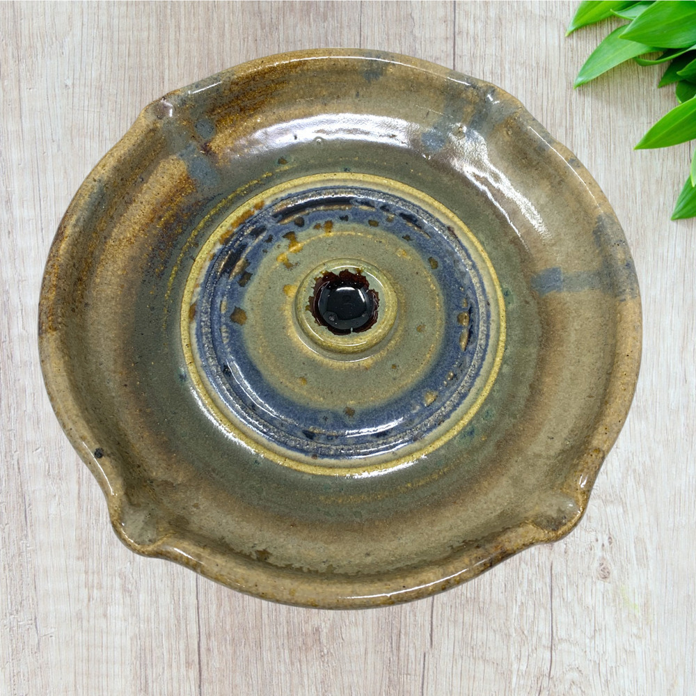Vintage Studio Art Pottery Ashtray Signed Horton Artisan Pottery Ceramic 8"
